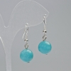 Pendientes de aguamarina natural, bola lisa, diámetro 12 mm, longitud 33 mm ±