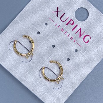 Arete tipo cuff Xuping con cristal blanco, diámetro 10×2 mm ± baño de oro 18K