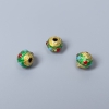 Cuentas cloisonné verde y roja, esmalte, diámetro 8×7 mm ± agujero de 2 mm, color dorado del metal, 1 pieza