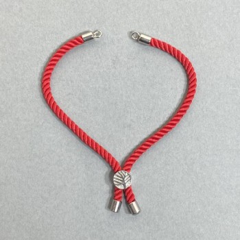 Base para pulsera textil, diámetro 5,5 mm +/- color rojo con inserción metálica, diámetro 8 mm +/- inserción de metal plateado, longitud 10,5 cm+