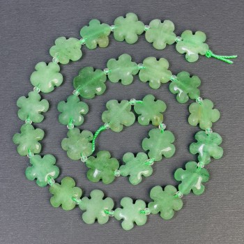Cuentas de jade en forma de flor, piedra natural, diámetro 15×6 mm ±, agujero de 1 mm ±, cuentas de semillas de 3 mm, longitud 41 cm+