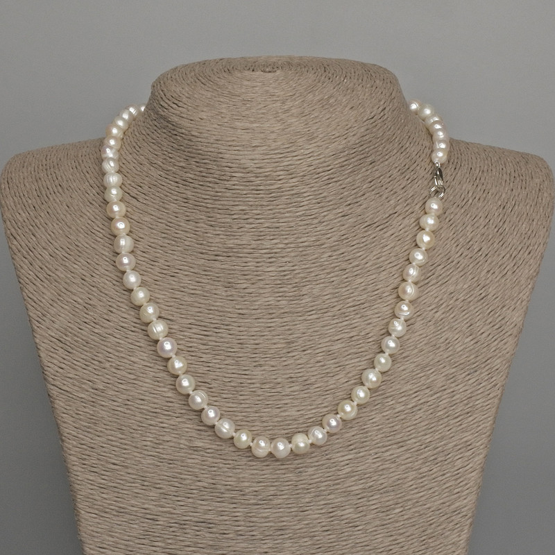 Collar de perlas naturales de río 7×6 mm, 45 cm ± con cierre