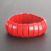 Pulsera roja de coral prensado en goma elástica, eslabón 2×0,8 cm