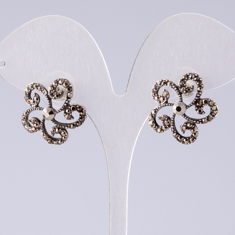 Pendientes con plata en efecto gota, diámetro 2 cm