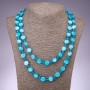 Collar largo de nácar azul con cuentas en forma de moneda, 120 cm