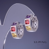 Pendientes Xuping con cristales multicolores 18x7 mm, recubiertos de rodio