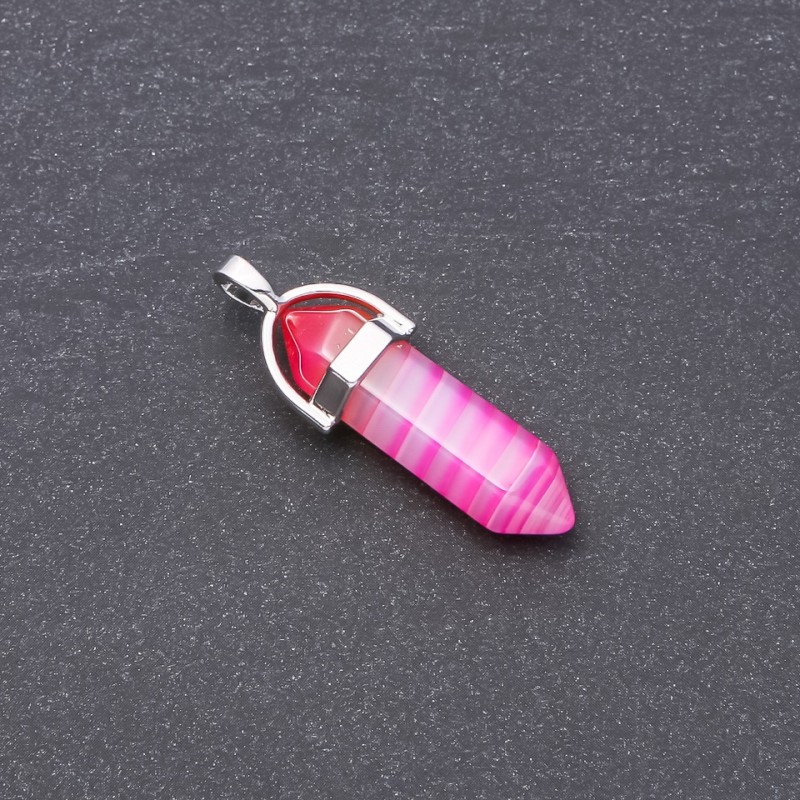 Colgante hexagonal de ágata rosa, piedra natural, 41×34×9 mm