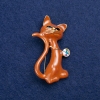 Liquidación! Broche Gatito de metal dorado, esmalte y cristal 50×30 mm +