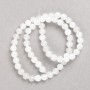 Cuentas de cuarzo blanco en hilo, bolas lisas, diámetro 6 mm, longitud 38 cm ±