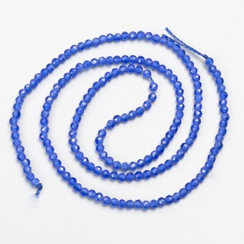 Cuentas de espinela ultramarina sintética, facetadas, diámetro 2 mm, en hilo, longitud 37 cm